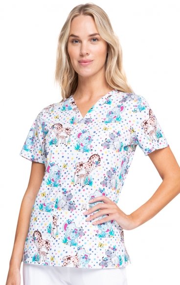 *FINAL SALE CK651 Cherokee Prints V-Neck Knit Panel Top in Jungle Babes *FINAL SALE CK651 Cherokee Prints V-Neck Knit Panel Top in Jungle Babes