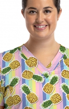9810 Maevn Women's Printed V-Neck Top - Mad About Pineapples