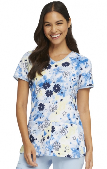 *FINAL SALE HS878 V-Neck Print Top in Daisy Spirit - HeartSoul Prints