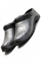 Zone Black Silver Pattern Wide Unisex Anti-Slip Step In EVA Clog by Anywear Footwear