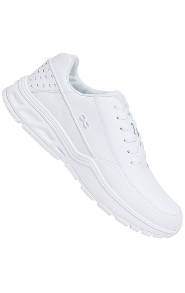 Flow White Wide Sneaker en Cuir Véritable Antidérapant de Infinity Footwear par Cherokee
