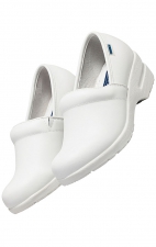 Harmony White Wide Slip Resistant Leather Clog from Workwear Footwear by Cherokee