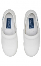 Melody White Slip Resistant Slip On Leather Shoe from Workwear Footwear by Cherokee