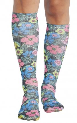 Comfort Support Retro Buds High Compression Knee High Socks by Cherokee