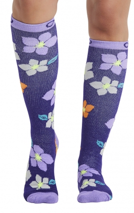 Kickstart Purple Bloom Knee High Medium Compression Socks from Infinity by Cherokee