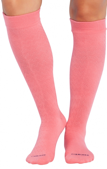 True Support Pink Melon (4 Pairs) Medium Compression Knee High Socks by Cherokee