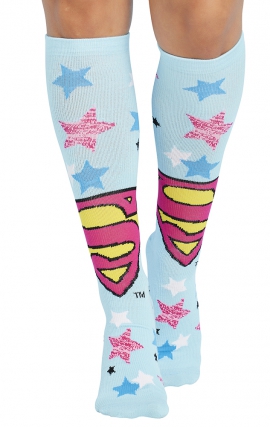 Print Support Flying Hero Women's Graduated Medium Support Compression Socks by Cherokee