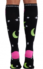 Print Support Glow Girl Women's Graduated Medium Support Compression Socks by Cherokee