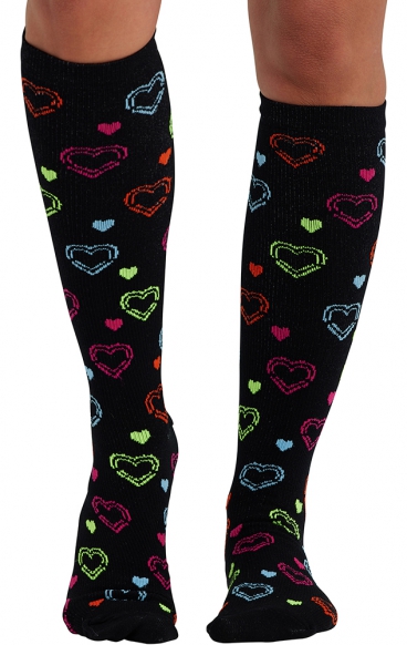 Print Support Hearts On The Line Chaussettes de Compression Moyen Gradué pour Femmes par Cherokee