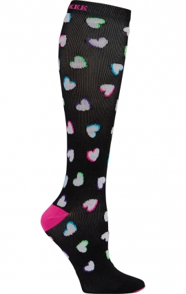 Print Support Neon Hearts Women's Graduated Medium Support Compression Socks by Cherokee