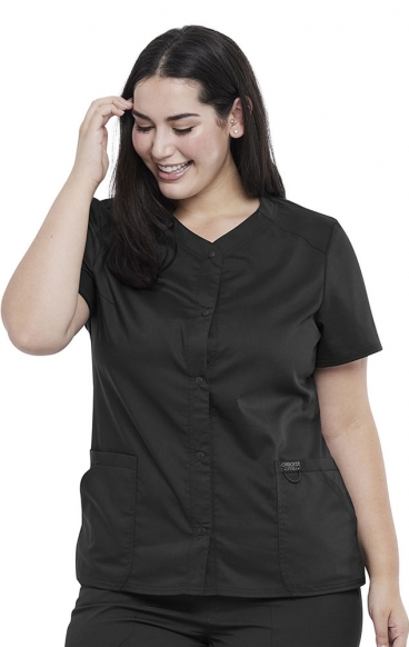 WW622 Workwear Revolution Snap Front V-Neck Top by Cherokee WW622 Workwear Revolution Snap Front V-Neck Top by Cherokee