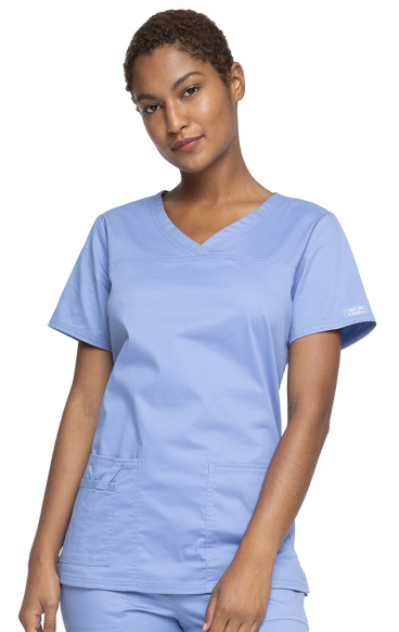 4727 Workwear Core Stretch 3 Pocket V-Neck Top with Back Yoke by Cherokee 4727 Workwear Core Stretch 3 Pocket V-Neck Top with Back Yoke by Cherokee