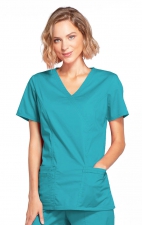 4728 Workwear Core Stretch Mock Wrap Top with 3 Pockets by Cherokee