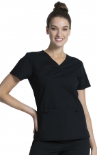 WW2968 Workwear Professionals V-Neck Knit Panel Top by Cherokee