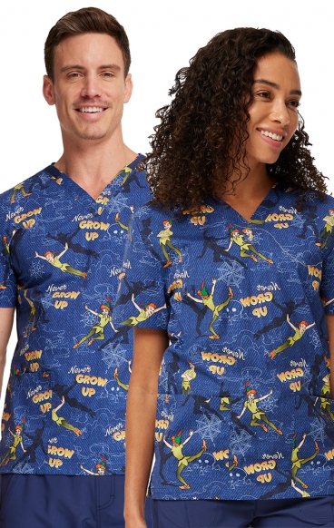 TF728 Tooniforms Unisex Print 2 Pocket V-Neck Top by Cherokee Uniforms - Come with Me