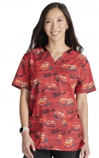 TF728 Tooniforms Unisex Print 2 Pocket V-Neck Top by Cherokee Uniforms - Try To Keep Up