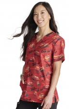 TF728 Tooniforms Unisex Print 2 Pocket V-Neck Top by Cherokee Uniforms - Try To Keep Up