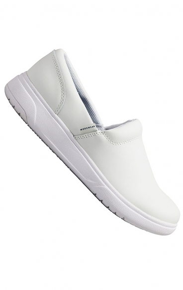 *FINAL SALE Melody White Slip Resistant Slip On Leather Shoe from Workwear Footwear by Cherokee