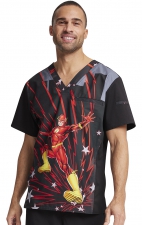 TF700 Tooniforms Men's V-Neck Print Top with Kangaroo Pocket by Cherokee Uniforms - Fast as Lightning