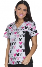 6875C Tooniforms V-Neck Print Top with Flex Panels by Cherokee Uniforms - Mickey
