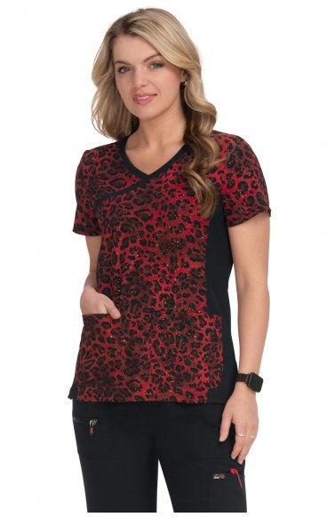 385PR koi Raquel Print Top - Holiday Cheetah Foil