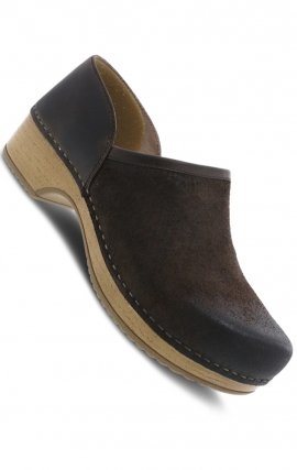 Brenna Chocolate Burnished Suede Women's Slip On by Dansko