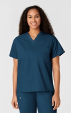 100 WonderWORK Haut à Col en V Unisexe avec 1 Poche au Poitrine