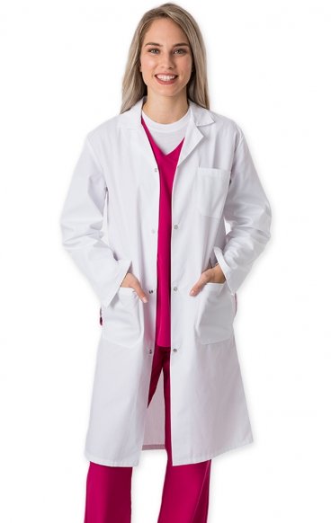 4600 Greentown Classix Unisex Snap Front Full Length Lab Coat 100% Cotton 42"