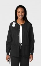 800 WonderWORK Unisex Snap Front Round Collar Jacket
