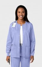 800 WonderWORK Unisex Snap Front Round Collar Jacket