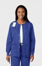 800 WonderWORK Unisex Snap Front Round Collar Jacket