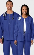 800 WonderWORK Unisex Snap Front Round Collar Jacket