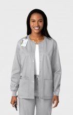 800 WonderWORK Unisex Snap Front Round Collar Jacket