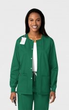 800 WonderWORK Unisex Snap Front Round Collar Jacket
