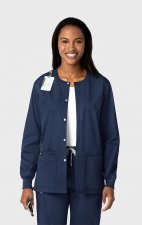800 WonderWORK Unisex Snap Front Round Collar Jacket