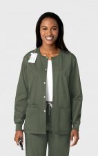 800 WonderWORK Unisex Snap Front Round Collar Jacket