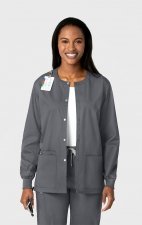800 WonderWORK Unisex Snap Front Round Collar Jacket