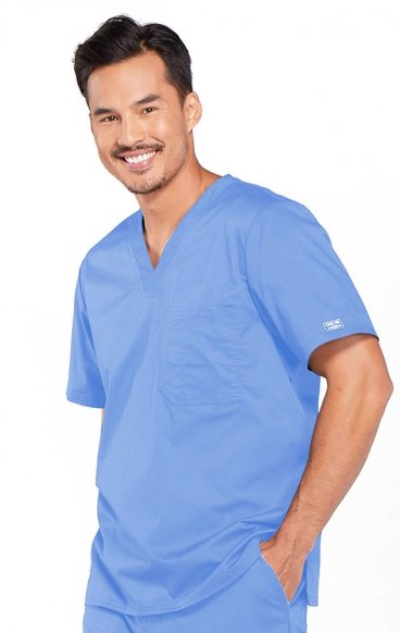 *FINAL SALE L 4743 Workwear Core Stretch Men's Chest Pocket V-Neck Top by Cherokee