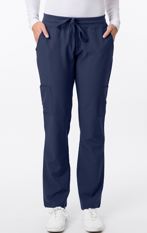 Scrubs pants with a stripe, SOFT STRETCH, navy blue + lime, SE4-G2