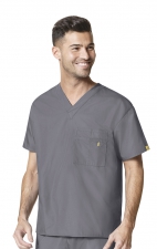 6006 WonderWink Origins Alpha Unisex Scrub Tops - (Men's View) - Pewter