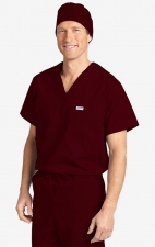 MOBB Unisex V-Neck Scrub Top (Men's View) - Burgundy (BU)