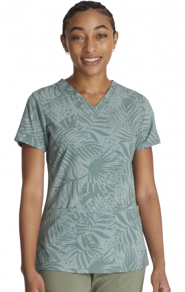 DK617 V-Neck Fitted Print Top by Dickies - Tonal Palms