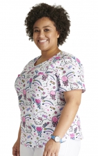 TF786 Tooniforms Round Neck Print Top with Chest Pocket by Cherokee Uniforms - Yummy Sweet