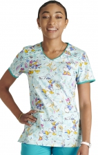 TF686 Tooniforms V-Neck Print Top with Contrast Piping Details by Cherokee Uniforms - Garden Stroll
