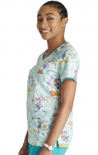 TF686 Tooniforms V-Neck Print Top with Contrast Piping Details by Cherokee Uniforms - Garden Stroll