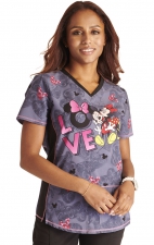 TF783 Tooniforms Fitted V-Neck Print Top with Contrast Details by Cherokee Uniforms - Minnie Love