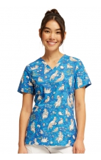 CK651 Modern Classic V-Neck Print top by Cherokee - Care Like No Otter