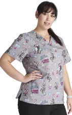 TF738 Tooniforms V-Neck 2 Pocket Print Top by Cherokee Uniforms - A Thing or Two 
