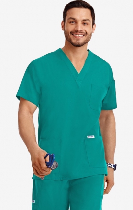 MOBB Classic Unisex 3 Pocket Scrub Top (Men's View) - Aqua (AQ