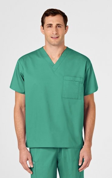 *FINAL SALE SURGICAL GREEN 100 WonderWORK Unisex V-Neck Top with Chest Pocket